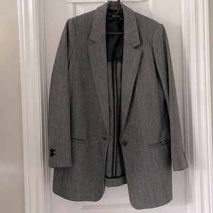 ZARA WOOL BLEND PLAID BLAZER